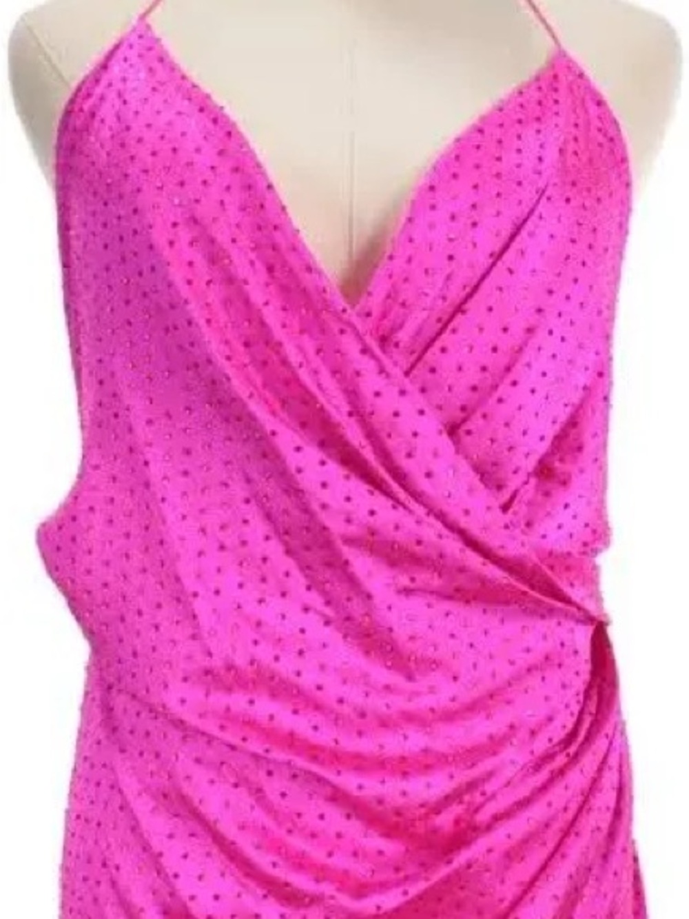 Retrofete Studded Embelished Pink Halter Wrap Backless Dress/Gown/Maxi - Picture 5 of 9